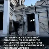Оприлюднено кількість пам’яток культурної спадщини та об’єктів культурної інфраструктури, які постраждали від російської агресії